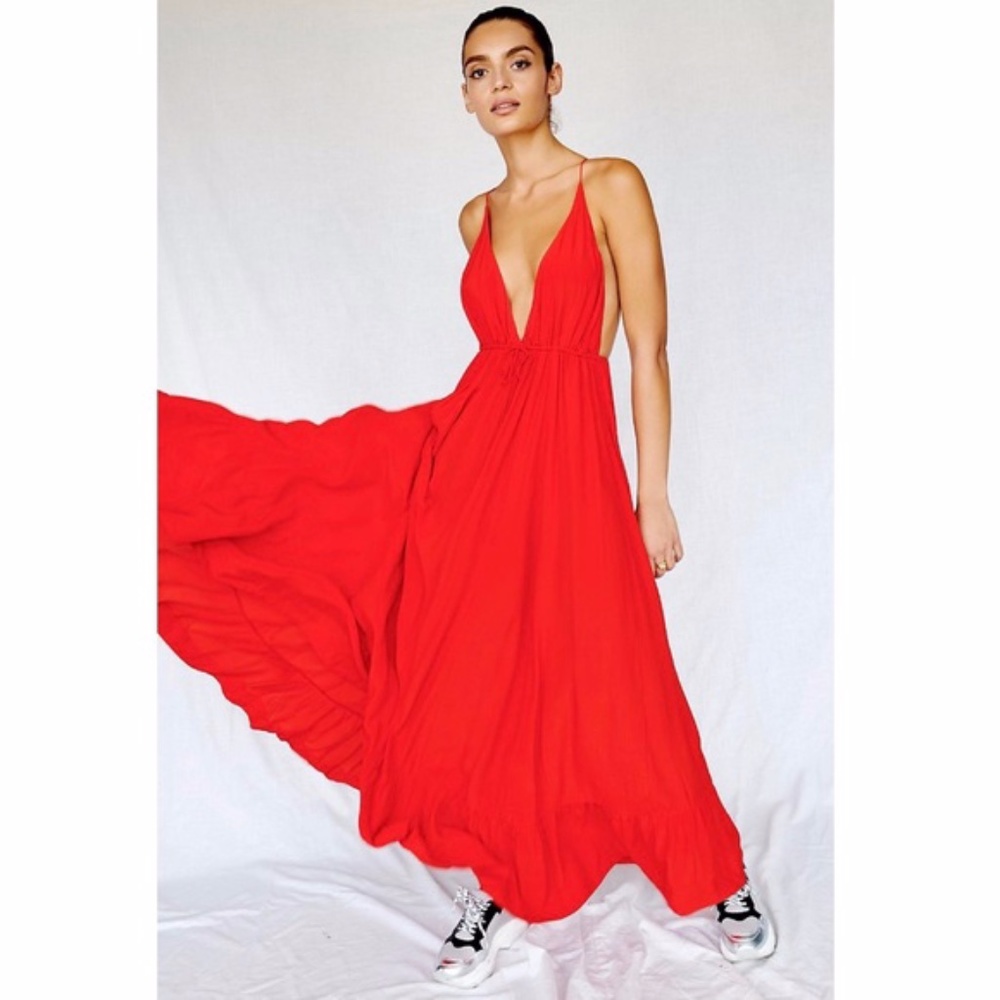 Free People  S/W/F Ruffle Hem Maxi Dress